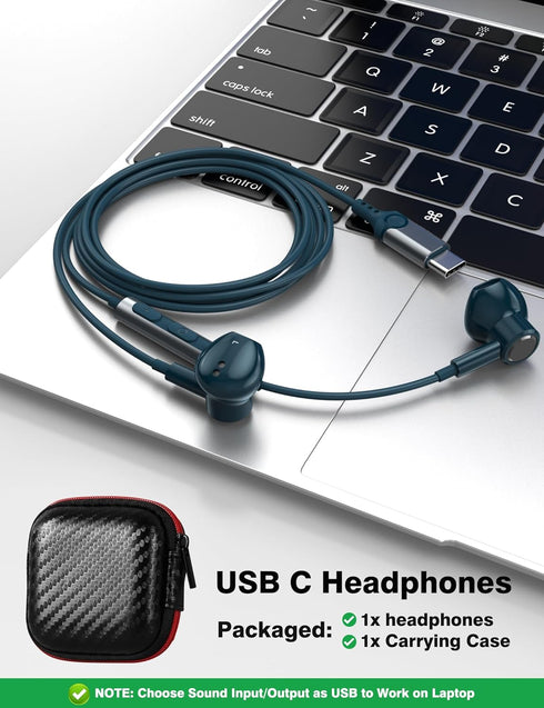 USB C Headphones for iPhone 15 Pro Max,HiFi Stereo Type C Earphones Magnetic Wired Earbuds in-Ear USB-C Headset with Microphone Volume Control for...