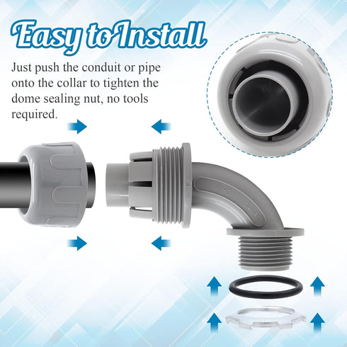 3/4 Inch NPT Liquid Tight Connector 90 Degree Nonmetallic Electrical PVC Conduit Connector Fitting(6Pcs)...