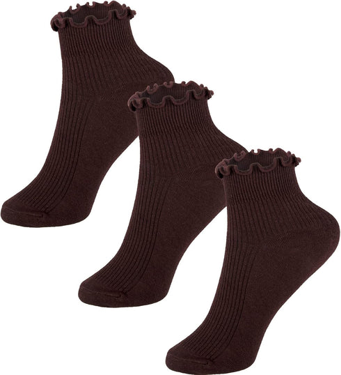 Womens Ankle Casual Socks Lace Ruffle Low Cut Knit Cotton Lettuce Socks for Women Girls...