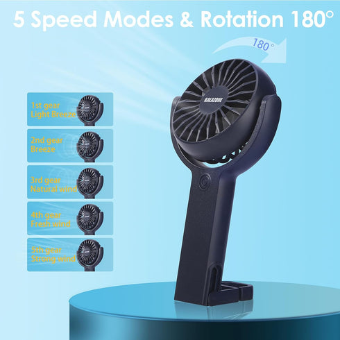 Mini Handheld Fan 3 Pack, Rechargeable Portable Hand Held Fan,5 Speed with Base Small Desk Fan,180° Rotatable Fan for Travel/Games/Season/Outdoor/...