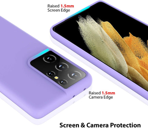 ZUSLAB Nano Silicone Compatible with Samsung Galaxy S21 Ultra 5G Case Liquid Silicone Rubber Shockproof Soft Full Protection Case - Purple...