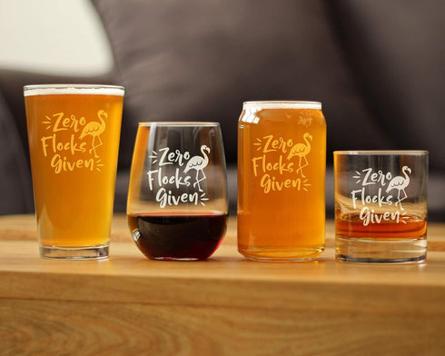 Zero Flocks Given - Flamingo Wine Tumbler with Sliding Lid - Stemless Stainless Steel Insulated Cup - Cute Funny Outdoor Camping Mug - Pink...