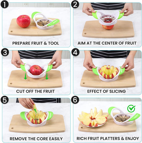 SCHVUBENR 4.72 Inch Large Apple Slicer with 12 Blades - Professional Apple Cutter - Stainless Steel Apple Corer - Sharp Apple Slicer and Corer - A...