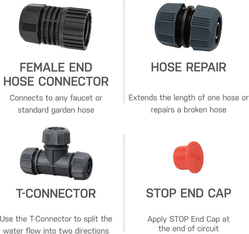 Eden DIY Garden Hose and Faucet Connector - 10-Piece Set (Model#99910), Red, Black...