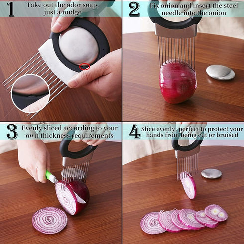 Newness Onion Holder for Slicing, Onion Cutter Vegetable Chopper, Chopper Slicing Assistant Tool for Meat, Onion, Potato, Tomato Home Kitchen Tool...
