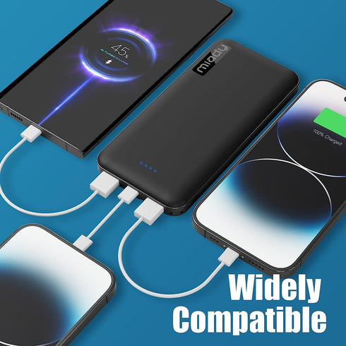 Miady 2-Pack 10000mAh Dual USB Portable Charger, USB-C Fast Charging Power Bank, Backup Charger for iPhone 15/14/13, Galaxy S23/22, Pixel and etc....