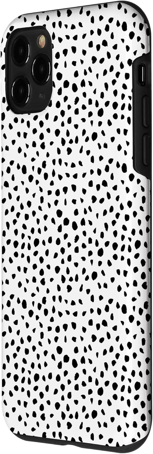 iPhone 11 Pro Popular Dalmatian Pattern, White w Brush Stroke Black Spots Case...