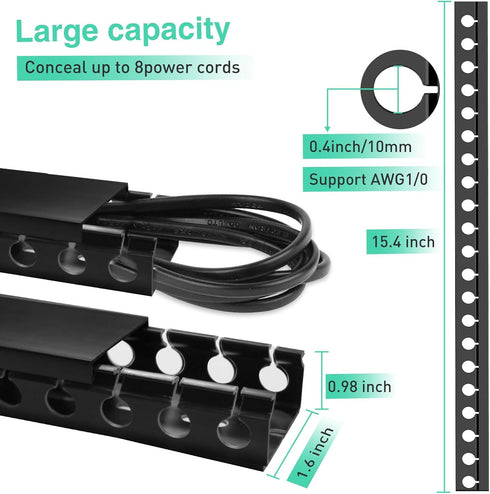 Updated Cable Raceway Kit - 31 (2X15.4) Inch Open Slot Wire Covers for Cords, Under Desk Cable Management System to Hide under Desk/Tv/Computer/Ne...