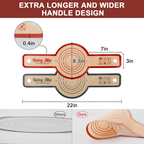2 Pack Silicone bread sling Easy Clean Reusable Baking Mat Long Handles Baking Mat Transfer Sour Dough Easily Sourdough Non-Stick Surface Silicone...