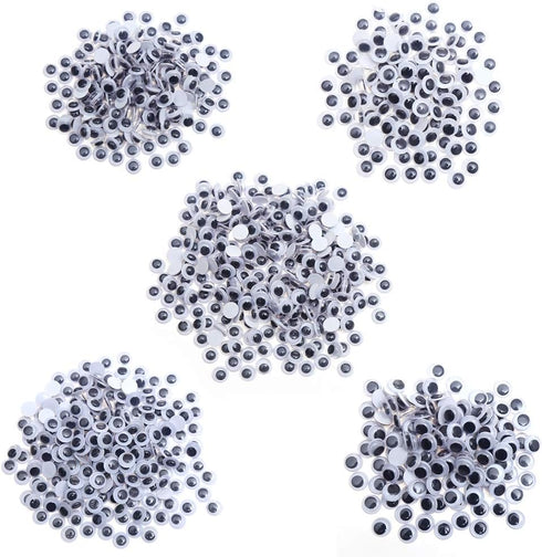 DECORA 1000pcs Round Plastic Black Googly Wiggle Eyes Self-Adhesive Wide Variety Assorted Sizes...