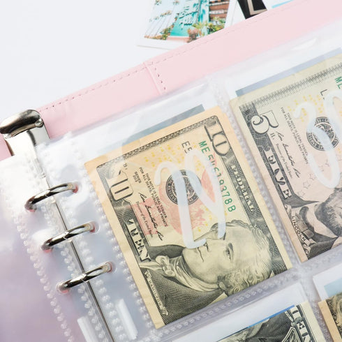 25pcs A5 Clear PP Pre-Numbered 100 Envelopes Money Saving Challenge 6 Ring Binder Inserts 2.5''x3.5'' White NO.1-100 Pouches Cash Stuffing Sleeves...