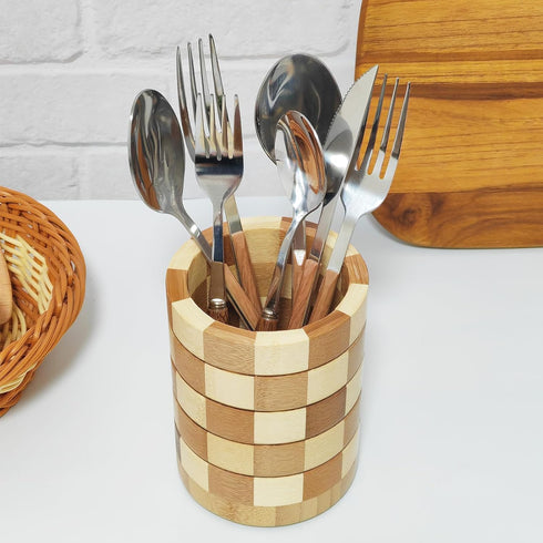 Bamboo Silverware Holder, Silverware Caddy, Silverware Organizer, Utensil Holder for Kitchen Countertop, Wooden Kitchen Utensil Organizer, Cooking...