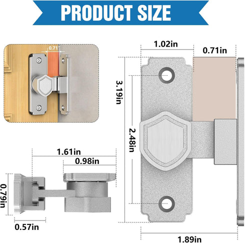 90 Degree Flip Barn Door Lock, Sturdy 304 Stainless Steel Gate Latch, Home Security Sliding Door Lock Best for Barn, Bathroom, Bedroom, Cabinet, G...