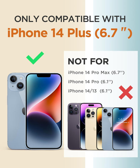 GVIEWIN for iPhone 14 Plus Case Floral, with Screen Protector + Camera Lens Protector, Soft Slim Clear Flower Shockproof Full Body Protective Wome...