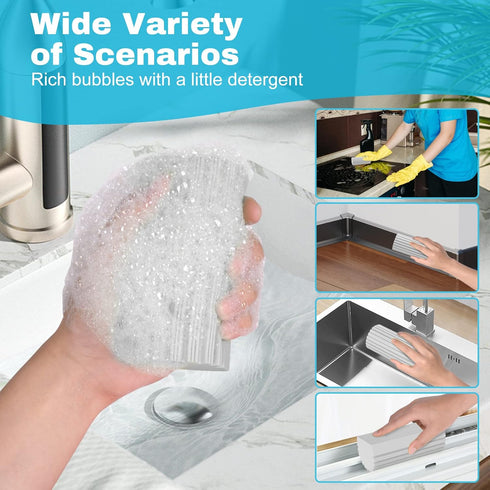 4pcs Damp Dusting Sponge Duster Grey, Household Clean Sponges Duster for Cleaning Baseboards Blinds, Vents, Window Trunk, Scrub Magic Sponge Erase...