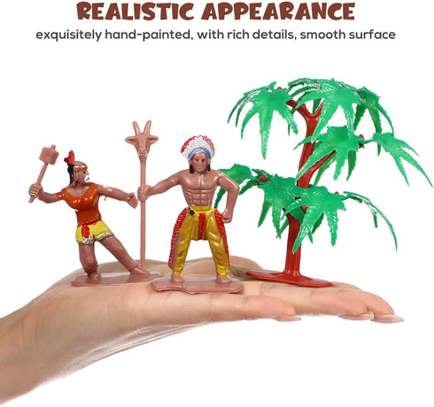 Totority Indians Action Figure Model Playset: 13pcs Native American Figures Decoration Wild West Cowboys Adornments for 15+...