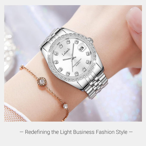 Metal Bracelet Strap Waterproof Watches for Women Quartz, Calendar Women's Watches Chronograph Women's Wrist Watches (Silver+Silver)...