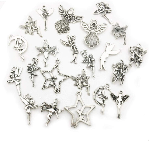 iloveDIYbeads 100g (66pcs) Craft Supplies Antique Silver Wings Angel Fairy Charms Pendants for Crafting, Jewelry Findings Making Accessory for DIY...