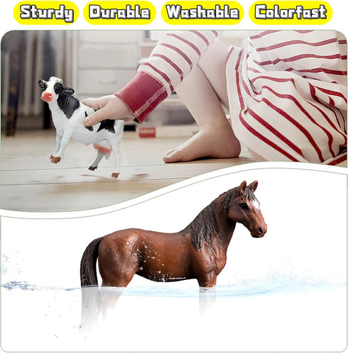 Animal Figurines, Big Animal Toys, 8 Pcs Farm Animals Figurines Toys, Realistic Plastic Animals Playset, Educational Learning Toy Set for Kids Tod...