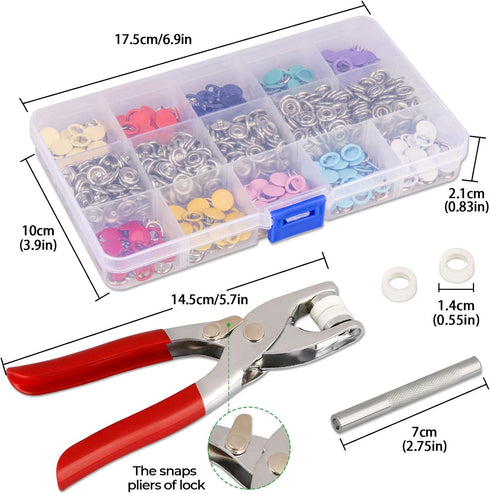 K Kwokker Snaps Buttons for Sewing with Snap Pliers 9.5mm ???? ???????????? Metal Snaps for Clothes, Children's Bodysuit, Romper, Bib Crafting, Sn...