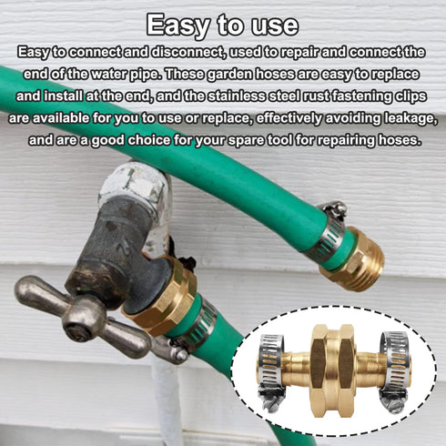 Aillsa 3/8" Garden Brass Mender End Repair Kit Hose Connector Male Female 0.47" Diameter Hose Connector The Brass Garden Hose Mender's...