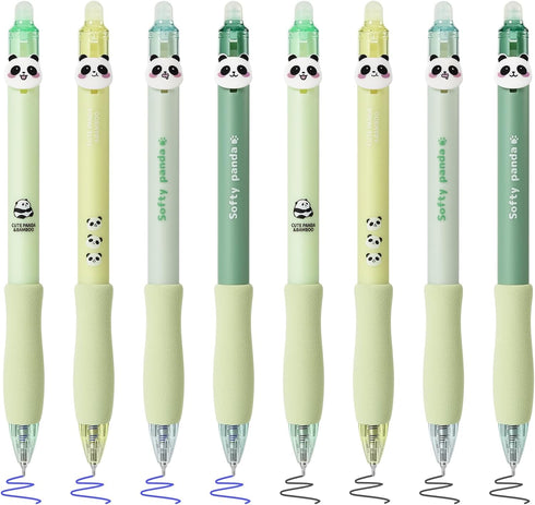 BAYTORY 8Pcs Cute Retractable Erasable Gel Pens, CS Fine Point 0.5mm, Quick Dry, Black and Blue Ink Pen with Eraser, Smooth Writing for Crossword ...