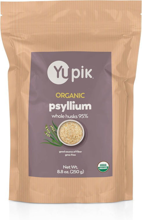 Yupik Organic Whole Husk Psyllium 95% Superfood, 8.8 Ounce, Non-GMO, Vegan, Gluten-Free, Packaging may vary...