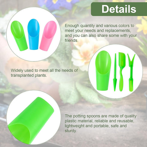 12pcs Garden Shovel Hand Tools Transplanting Succulent Cultivation Digging Scoops Kits Plastic for Flower Planting Bonsai Potting Soil Indoor(Pink...