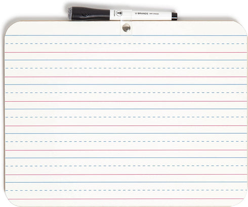 U Brands Dry Erase Lap Board, Double Sided, Ruled and Plain, 9 x 12 Inches, Dry Erase Marker Included (484U06-24)...