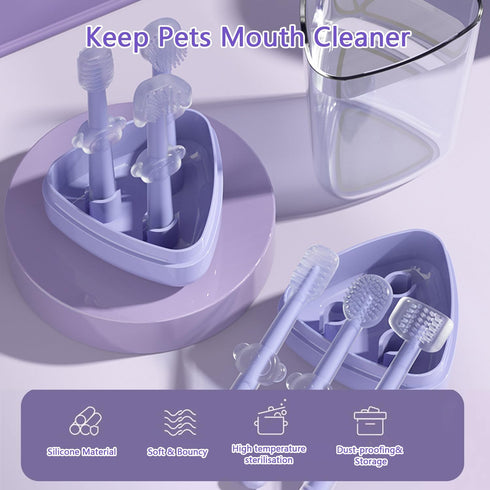 3PCS Cat Toothbrush Kit, Dog Toothbrush Kit, Pet Toothbrush Set for Cats and Dogs - Complete Oral Care with Soft Bristles - Ideal for Teeth Cleani...