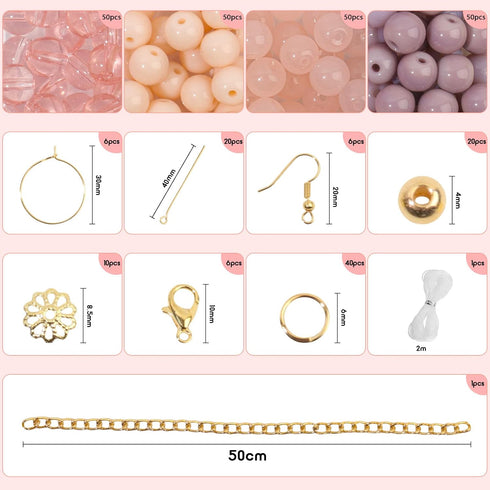 Xilitata 400 Pieces Round 8mm Glass Beads for Jewelry Making,Crystal Beads Bracelets Making Kit Glass Beads Crafts DIY Beads...