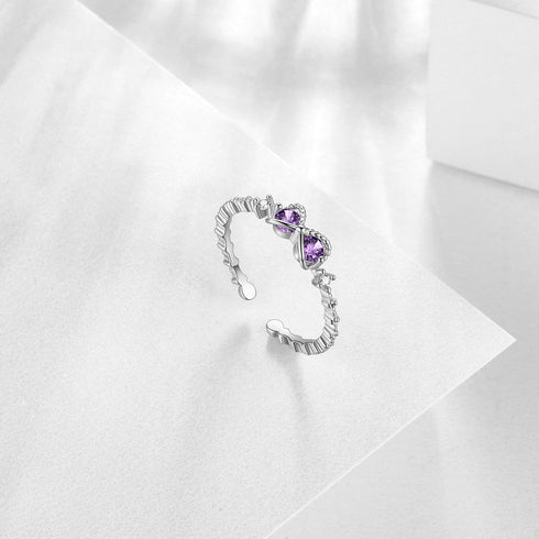 Aurora Tears Dainty Heart Flower Bow Star Moon Ring for Women - 925 Sterling Silver Eternity Stackable Engagement Simple Crystal Moonstone Thin Ba...