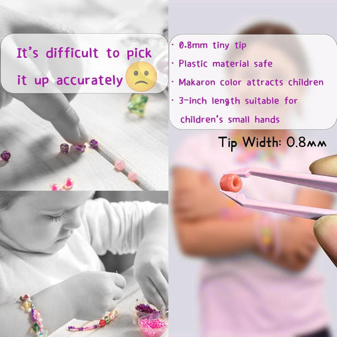 12 pcs Plastic Tweezers for kids DIY Jewelry Making Crafts beadsTweezers for crafting 3.14 inch- Ideal for Picking and Placing Beads Craft supplie...