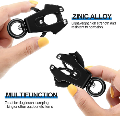 2 Pcs Frog Clip Black Dog Leash Clasp 360 Degree Swivel Clip Heavy Duty Quick Release Dog Chain Buckle Frog Cable Dog Leash Buckle for Linking Pet...