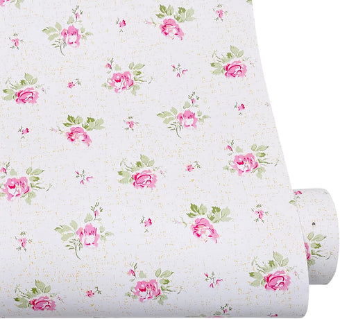 SimpleLife4U Pink Rose Furniture Protect Paper Removable Shelf Liner for Kitchen Cabinet Dresser Drawer Covering...