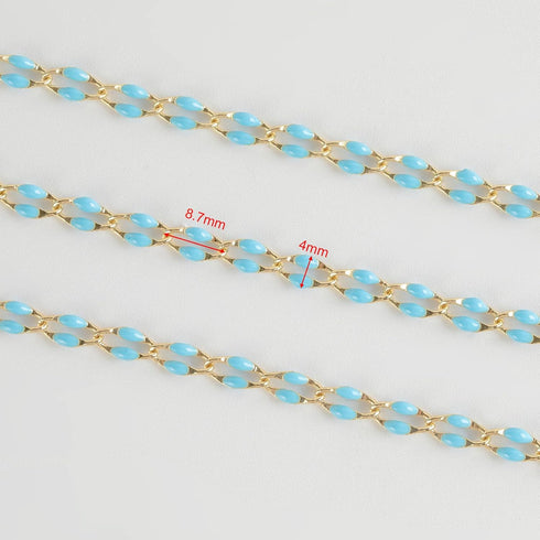 Gold Plated Brass Chains for Necklace DIY Jewelry Supplies, 2 Meters Light Blue Oil Drip Cable Bulk Chain Jewelry Making Supplies Findings...