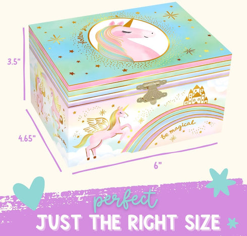 Giggle & Honey Musical Unicorn Jewelry Box for Girls - Kids Jewelry Box with Spinning Unicorn, Unicorn Gifts for Girls, Unicorn Toys - 6 x 4.7 x 3...