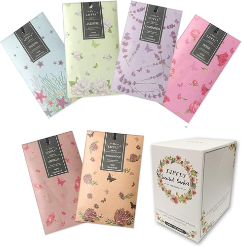 14 Packs Scented Sachets Bag for Drawers and Closets Long-Lasting Home Fragrance Sachet Lavender Rose Jasmine Ocean Vanilla Sandalwood 6 Different...