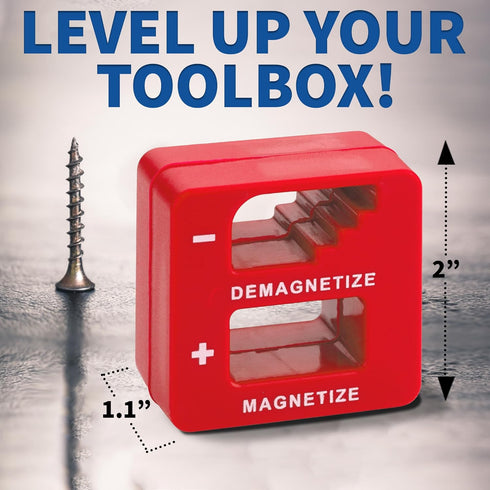 Demagnetizer and Magnetizer - Red - for Screwdrivers Tips, Bits, and Small Tools, Large or Big Screws, Drills, Drill Bits, Sockets, Nuts, Bolts, N...
