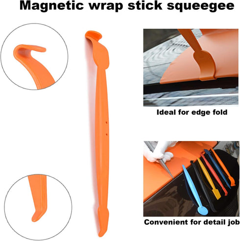 FOSHIO Car Vinyl Wrap Tool Kit 7 in 1 Flexible Magnetic Micro Stick Squeegee Curves Slot Tint Tool Kit with 14 Working Angles Fit for Installing A...