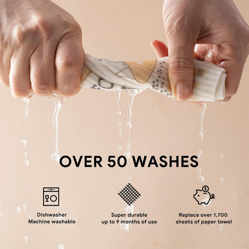 RECYCO Swedish Dishcloths for Kitchen | 6 Packs Kitchen Love Washable Dish Rags | Cellulose Reusable Cleaning Paper Towels | Absorbent Counter Dis...
