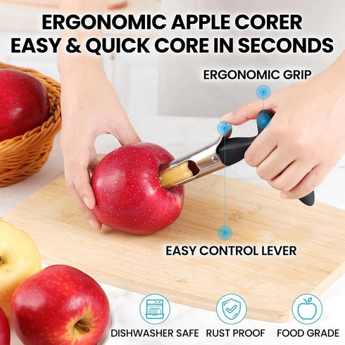 SCHVUBENR Premium Apple Corer Tool - Easy to Use and Clean - Sturdy Apple Core Remover with Sharp Serrature - Stainless Steel Corers for Apple and...