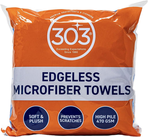 303 Products Edgeless Microfiber Towels for Car Detailing, Home Cleaning- 3 Pack Premium Reusable Edgeless Microfiber Cleaning Cloths Stitch-Free...