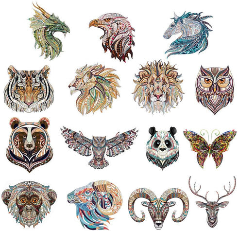 Animals Patches - Iron on Stickers Heat Transfer Appliques Cool Retro Folk-Custom Badges Logo with Butterfly Unicorn Dragon Lion Owl Tiger Design ...