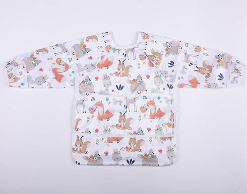Baby Bib Sleeved Shirt With Pocket 1-3 years old Toddler (Deers Rabbits)...