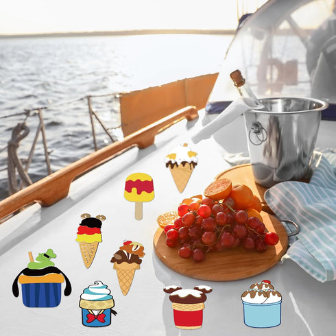12PCS Summer Mouse Cruise Door Magnets Stickers Fridge Refrigerator,Cute Ice Cream Magnet Car Door Fridge Magnet Sticker Whiteboards for Holiday K...