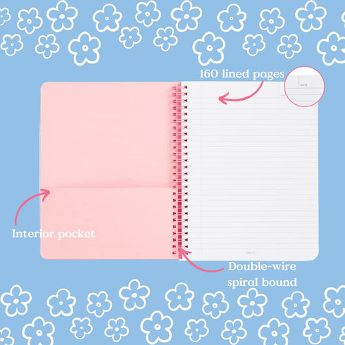 ban.do Rough Draft Mini Spiral Notebook, 9" x 7" with Pockets and 160 Lined Pages, I Am Very Busy...