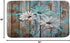 Farmhouse Floral Flower Bath Mat, Teal Daisy Rustic Wooden Plank Country Barn Wood Turquoise Blue Non-Slip Flannel Soft Doormat Floor Entryways Ou...