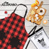 Chef Bib Apron for Men Women, Christmas Gift, Kitchen Cooking Apron with 2 Pockets, 40" Long Ties and Adjustable Neck Strap - 32" x 28" - Red/Blac...