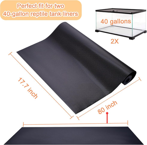 17.7 x 80 Inch Bearded Dragon Tank Carpet, Reptile Terrarium Liner Substrate for Leopard Gecko, Snake, Lizard and Tortoise, Non-Adhesive Reptile M...